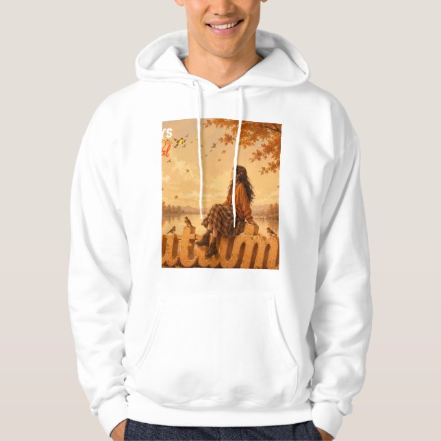 Immer dankbares Herbstmädchen, das auf Herbst sitz Hoodie (Vorderseite)