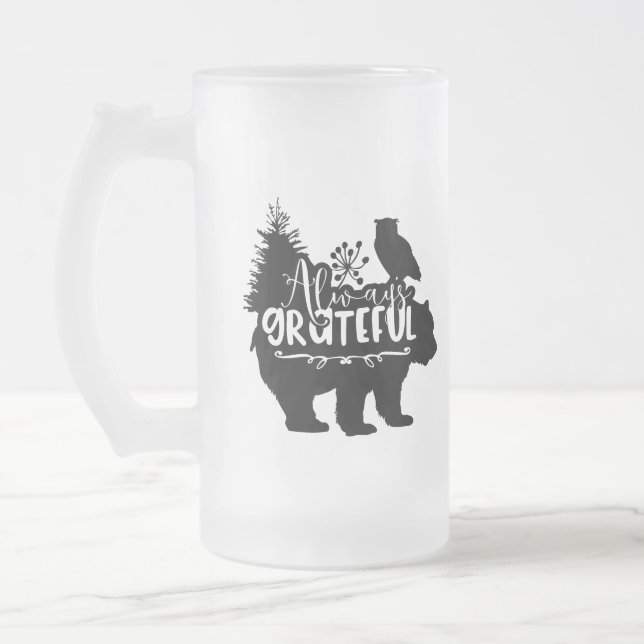 Immer dankbares Wald Mattglas Bierglas (Links)