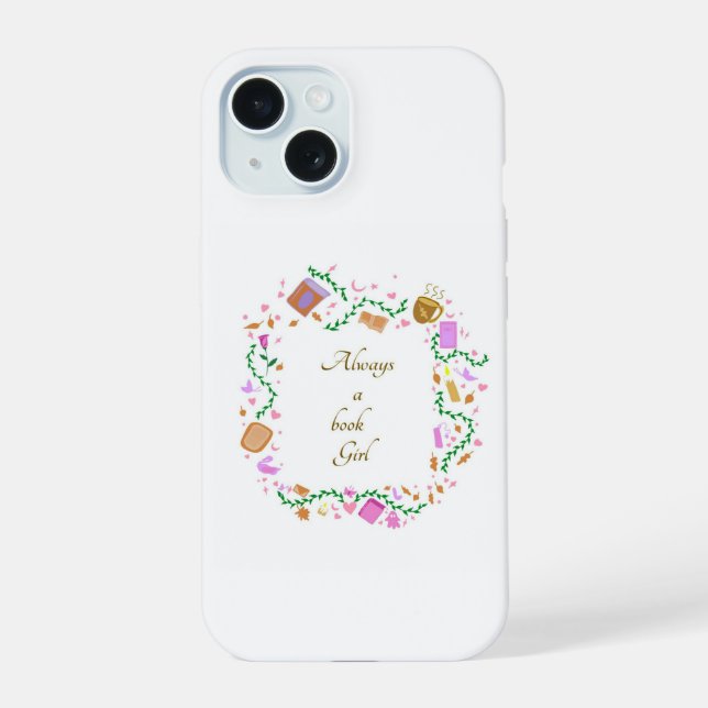 Immer ein Buch Mädchen iPhone 15 Hülle (Rückseite)