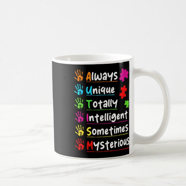 Immer einzigartiges Autismus-Bewusstsein völlig in Kaffeetasse (Rechts)
