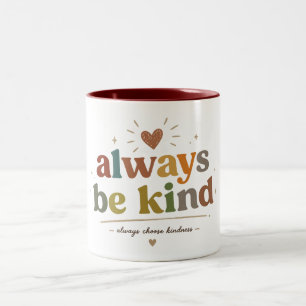 Immer freundlich Retro-Typografie Zweifarbige Tasse
