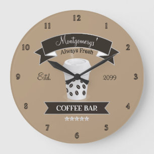 Immer frische Kaffee-Bar Große Wanduhr