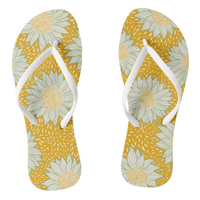Immer gelb Sonnenblumen Flip Flops (Fußbett)