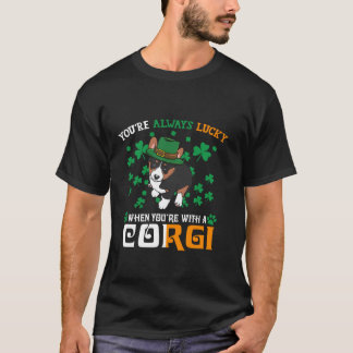 Immer Glück mit Tricolor Corgi Hund St Patricks T-Shirt