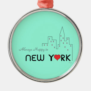 Immer Glücklich in New York Ornament Aus Metall