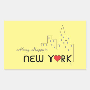 Immer glücklich in New York Rechteckiger Aufkleber