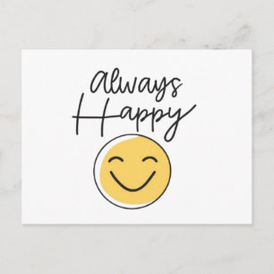 "Immer Glücklich" Smiley-Gesicht-Postkarte - Posit Postkarte