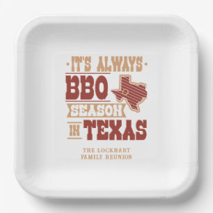 Immer Grillen Jahreszeit in Texas Familie Reunion Pappteller