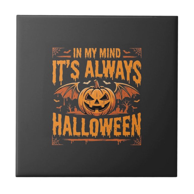 Immer Halloween-Kürbis-Fledermaus-Vektor-Design_1 Fliese (Vorderseite)