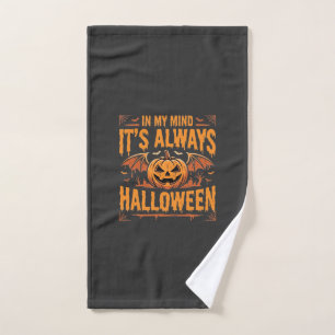Immer Halloween-Kürbis-Fledermaus-Vektor-Design_1 Handtuch