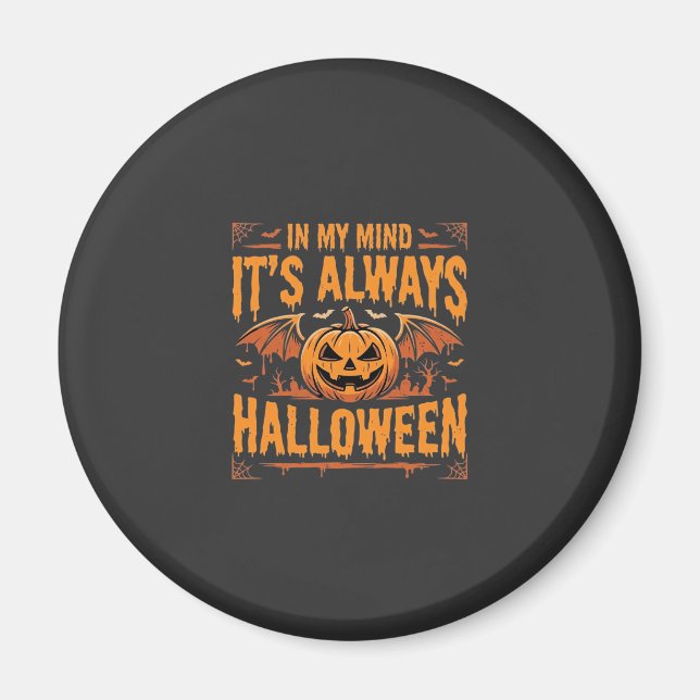 Immer Halloween-Kürbis-Fledermaus-Vektordesign_1 Magnet (Vorne)