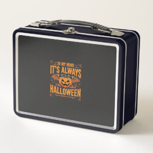 Immer Halloween-Kürbis-Fledermaus-Vektordesign_1 Metall Brotdose