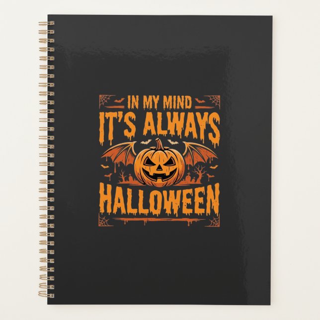 Immer Halloween-Kürbis-Fledermaus-Vektordesign_1 Planer (Vorderseite)