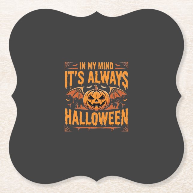 Immer Halloween-Kürbis-Fledermaus-Vektordesign_1 Untersetzer (Vorderseite)