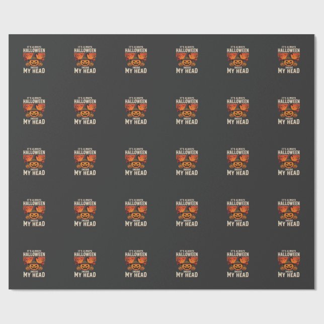Immer Halloween-Kürbis-Hexen-Design_1 Geschenkpapier (Flach)