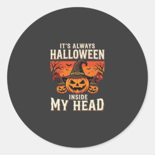 Immer Halloween-Kürbis-Hexen-Design_1 Runder Aufkleber