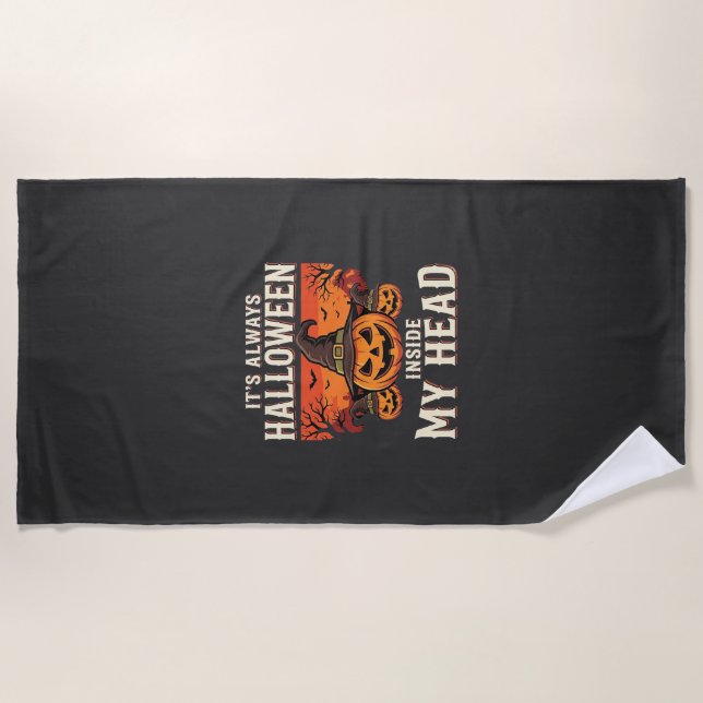 Immer Halloween-Kürbis-Hexen-Design_1 Strandtuch (Vorderseite)