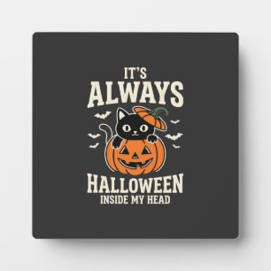 Immer Halloween-Schwarze-Katze-Kürbis-Design Fotoplatte