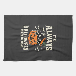 Immer Halloween Schwarze Katze Kürbis Design Geschirrtuch