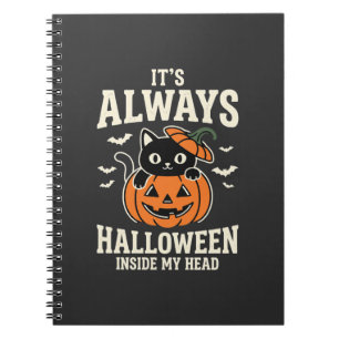 Immer Halloween-Schwarze-Katze-Kürbis-Design Notizblock
