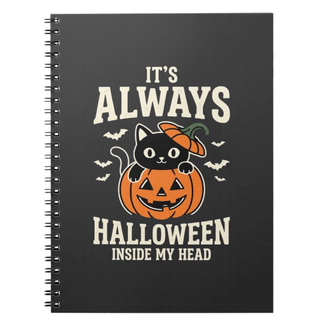 Immer Halloween-Schwarze-Katze-Kürbis-Design Notizblock (Vorderseite)