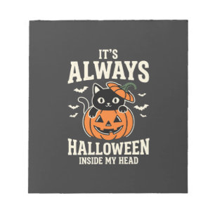 Immer Halloween-Schwarze-Katze-Kürbis-Design Notizblock