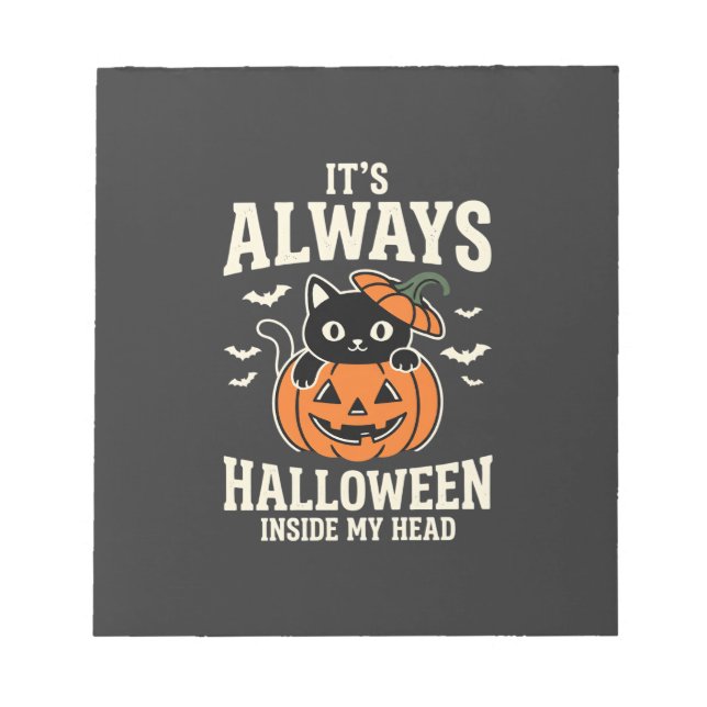 Immer Halloween-Schwarze-Katze-Kürbis-Design Notizblock (Vorderseite)