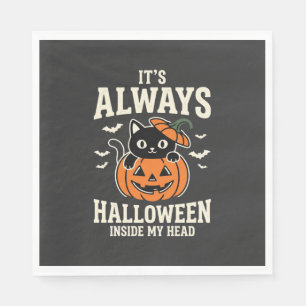 Immer Halloween Schwarze Katze Kürbis Design Serviette