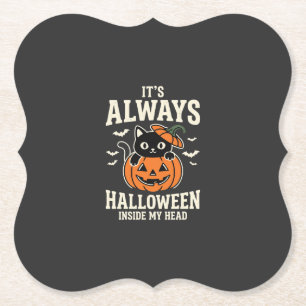 Immer Halloween Schwarze Katze Kürbis Design Untersetzer