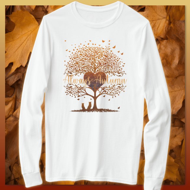 Immer Herbst Herz Erwachsener T-Shirt (Von Creator hochgeladen)