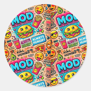Immer Hungersticker - Spaß und leise Design Runder Aufkleber