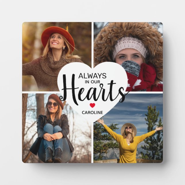 Immer im Herzen | Memorial 4 FotoCollage Fotoplatte (Vorderseite)