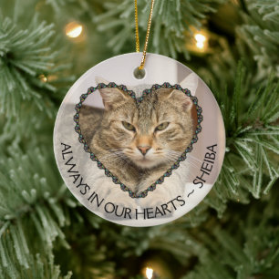 Immer in unserem Hearts Cat Foto Memorial Keramik Ornament