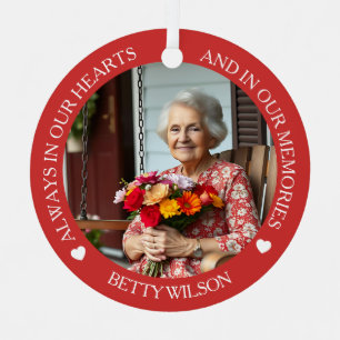 Immer in unseren Herzen Foto & Gedicht Kardinal Ornament Aus Metall
