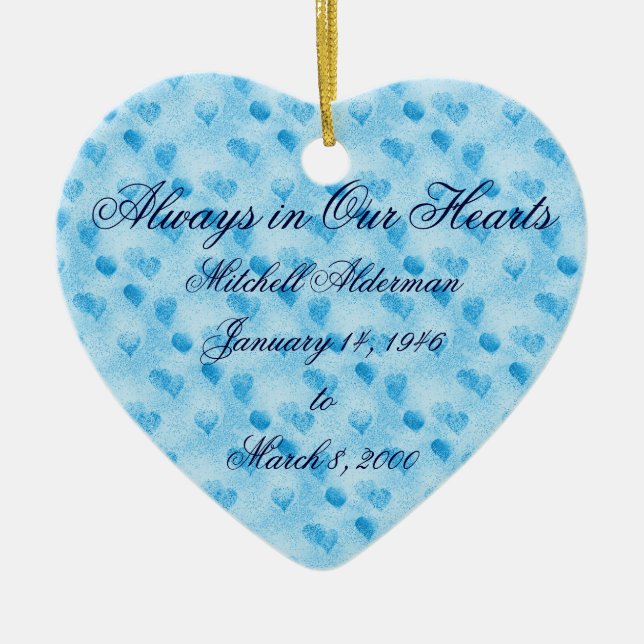 Immer in unserer Herz-Blau-Verzierung Keramik Ornament (Vorne)