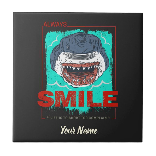 Immer lächeln lustigen Hai nur für ein Mädchen, di Fliese (Vorderseite)