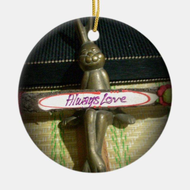 Immer Liebe Inspiration-Kaninchen-Kunstdruckdesign Keramikornament (Vorne)