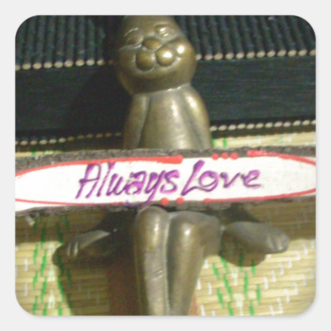 Immer Liebe Inspiration-Kaninchen-Kunstdruckdesign Quadratischer Aufkleber (Vorderseite)