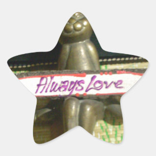 Immer Liebe Inspirierendes Hasen Kunst Druck Desig Stern-Aufkleber