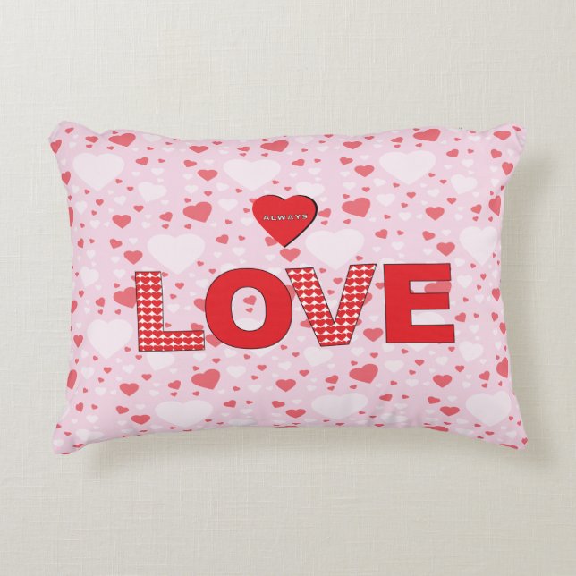 Immer LIEBE mit dem Roten Herz Valentinstag Dekokissen (Vorderseite)
