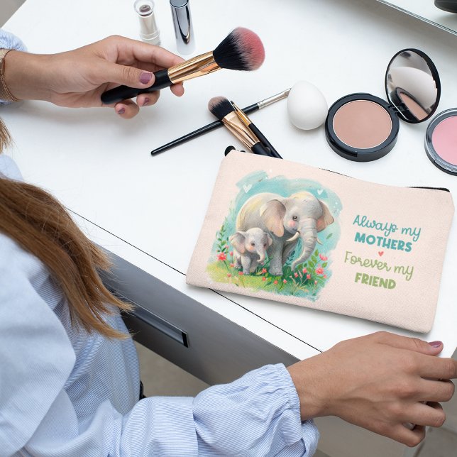 Immer meine Mutter - Elefantenmutter und Baby Pink Zubehörtasche (Always my Mother - Elephant Mum & Baby Pink Accessory Pouch)