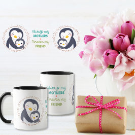 Immer meine Mutter - Penguin Mum & Baby Black Tasse