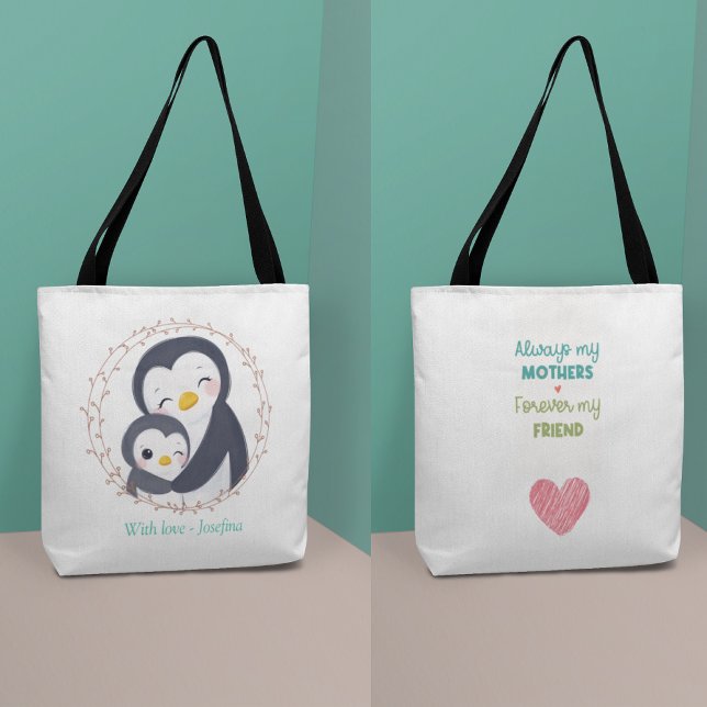Immer meine Mutter - Pinguin Mum Baby (Always my Mother - Penguin Mum Baby Tote Bag)