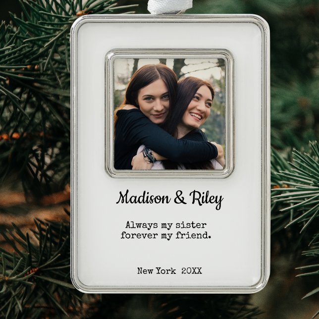 Immer meine Schwester, für immer mein Freund | Sis Rahmen-Ornament Silber (Always my Sister, Forever my Friend)