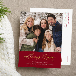 Immer Merry Cranberry Minimalistisches Foto Folien Feiertagspostkarte