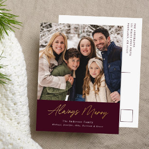 Immer Merry Wein Minimalistisches Foto Folien Feiertagspostkarte