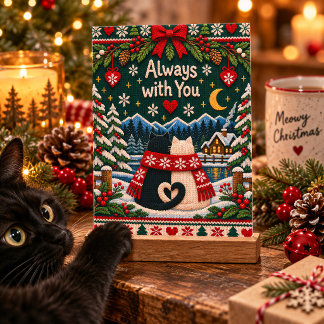 Immer mit Dir Gestrickte Weihnachtskatzen Postkarte