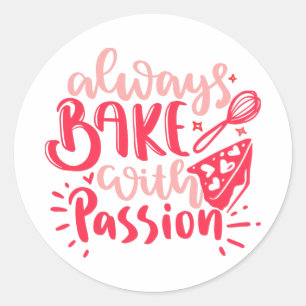 Immer mit Leidenschaft backen Pink Cake Whisk Past Runder Aufkleber