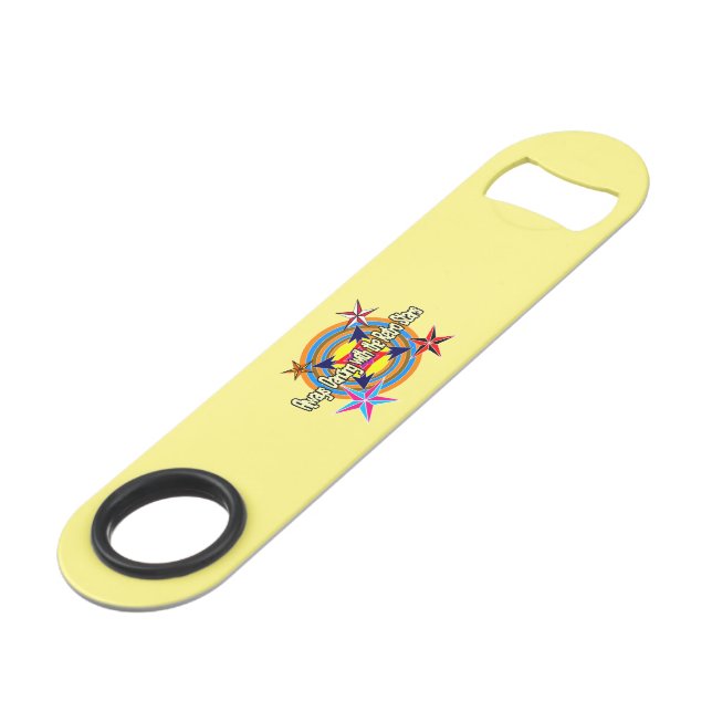 Immer mit Retro-Stars tanzen Speed Flaschenöffner (Vorderseite Schrägansicht)