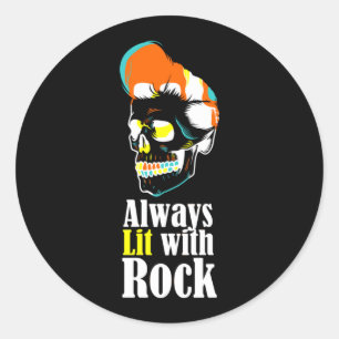 Immer mit Rock beleuchtet Runder Aufkleber